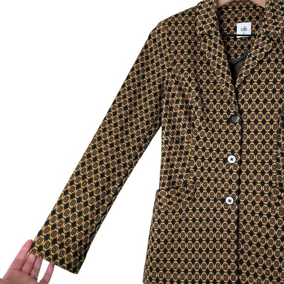 Cabi Kensington Proper Standout Blazer Jacket in Yellow Navy Medallion Motif, XS - Picture 8 of 16